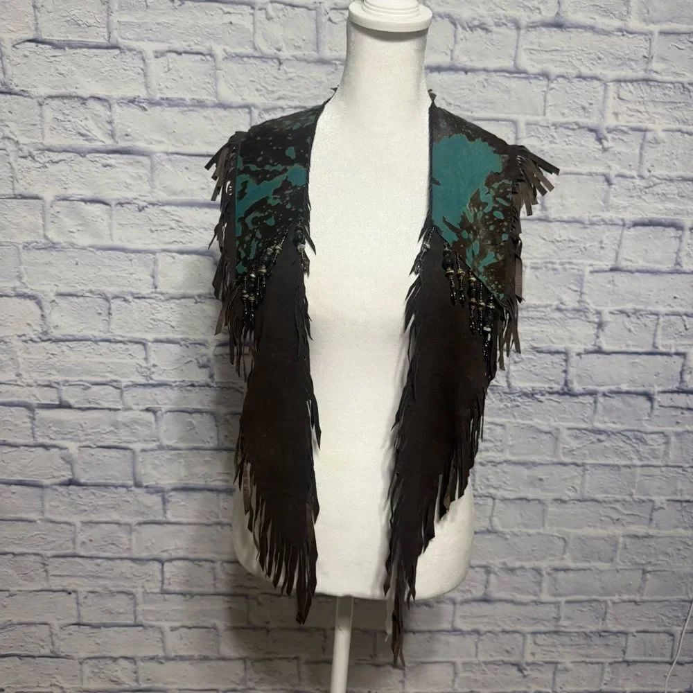 Pat Dahnke Turquoise & Brown leather Collar western wear